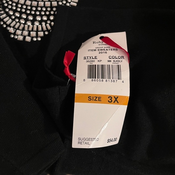 Black Ruby Rd Embelished Sweater Scoop Neck - Picture 8 of 11